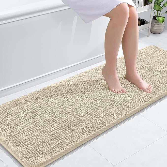 OLANLY Bathroom Runner Rugs 59x20, Extra Soft Absorbent Chenille Bath Rugs by OLANLY