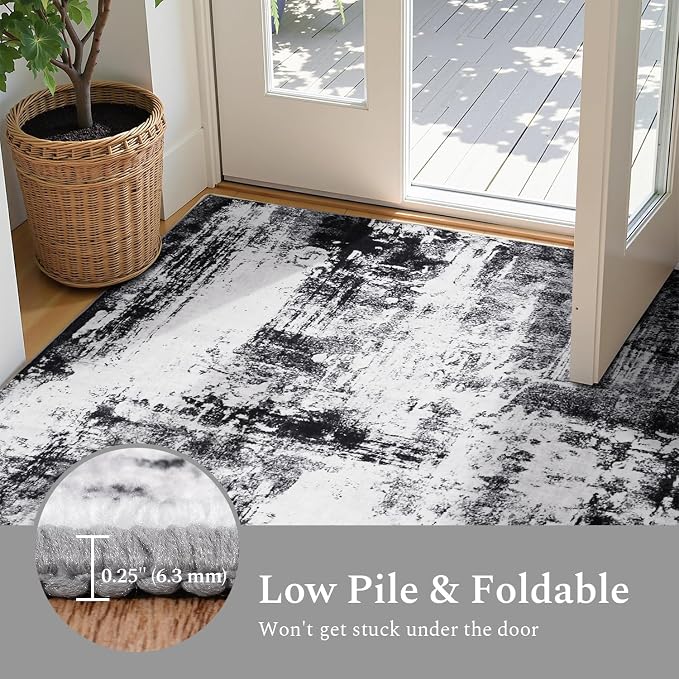 Rugflix 10x14 Area Rugs for Living Room, Big Washable Dark Carpet Non-Slip for - Image 5