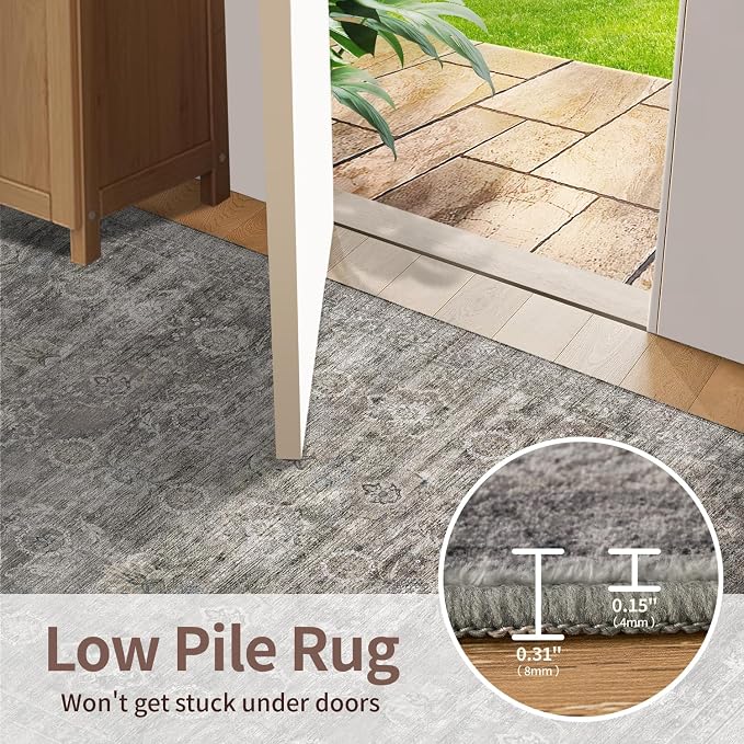 Rugxara 2x5 Runner Rug, Washable Kitchen Rugs, Non Slip Low Pile Area Rug Carpet - Image 7