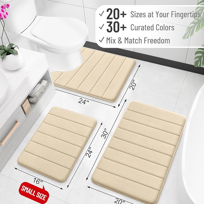 OLANLY Memory Foam Bath Mat 36x24, Super Soft Absorbent Bathroom Rugs, Quick Dry - Image 2