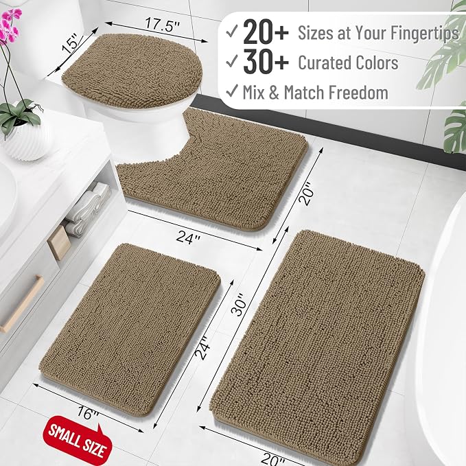 OLANLY Bathroom Rugs 30x20, Extra Soft Absorbent Chenille Bath Rugs, Rubber - Image 2