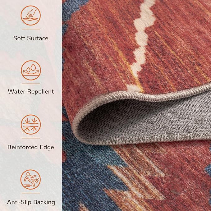 BESTSWEETIE Area Rug 2x10 Rug Machine Washable Non-Slip Low Pile Print Pattern - Image 5