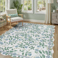 DCX Washable Botanical Floral Rug 4x6, Non Slip Low Pile Carpet by DCXWashableRug