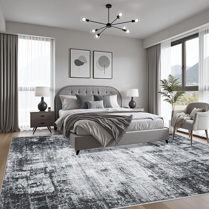 6x6 Area Rug Living Room Rug: Washable Modern Abstract Soft Thin Rug Indoor - Image 3