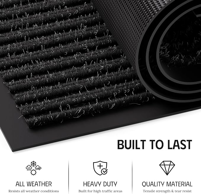 Front Door Mat 35"x23", Heavy Duty Low Profile Door Mat Indoor Entrance - Image 3