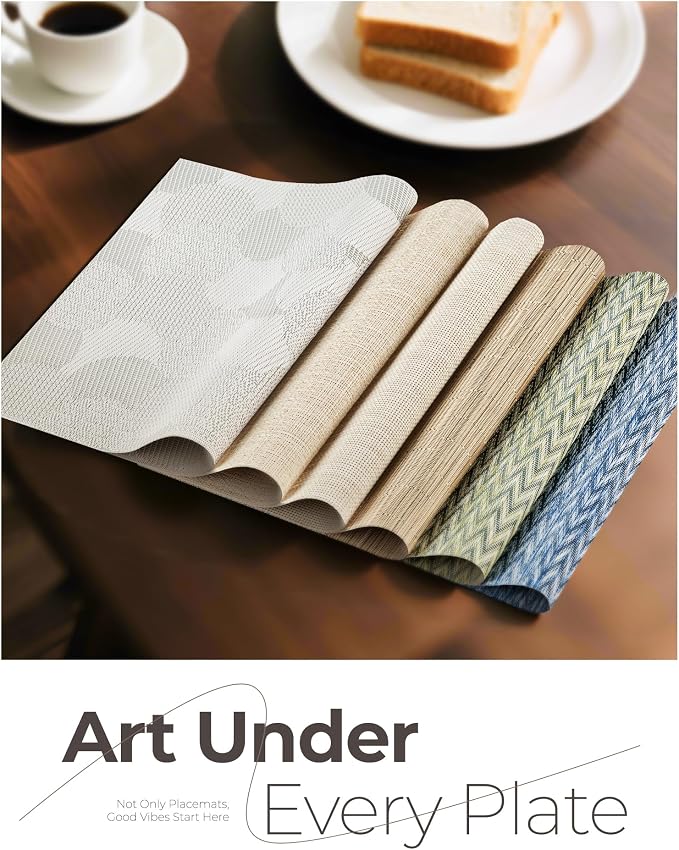 Leetaltree Beige White Placemats Set of 6 - Image 8