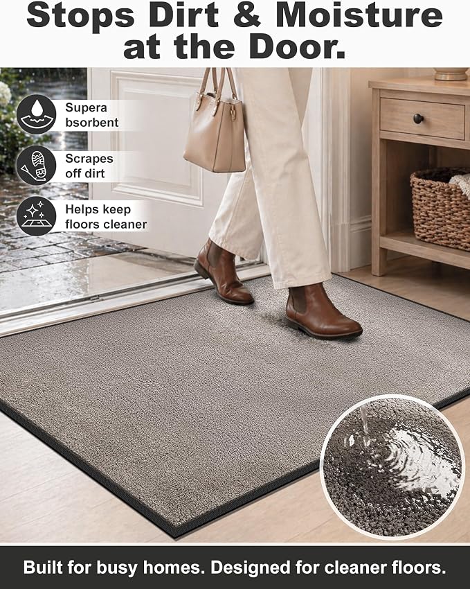 Mibao Front Door Mat Indoor Entrance, Dirt Trapper Welcome Mat - Image 5