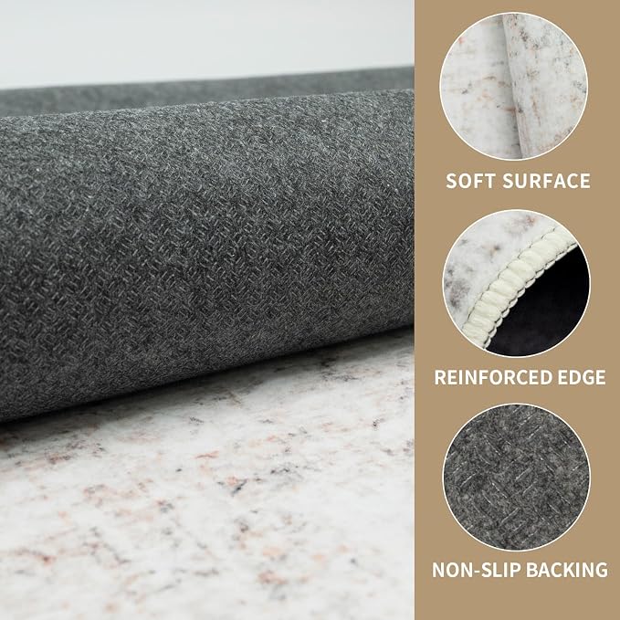 Washable 5×7 Area Rug for Living Room, Vintage Floral Rug Soft Non Slip Stain - Image 4
