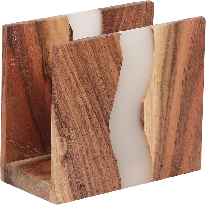 Acacia wood & Transparent Epoxy resin Napkin holder by LAVAUK
