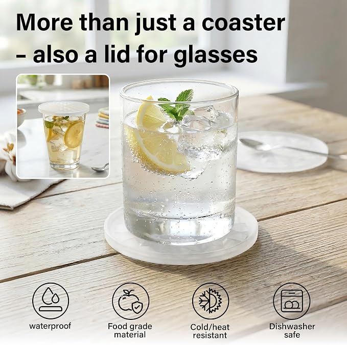 Silicone Drink Coasters Set of 6, Desk Cup Coaster | Prevents - Image 6