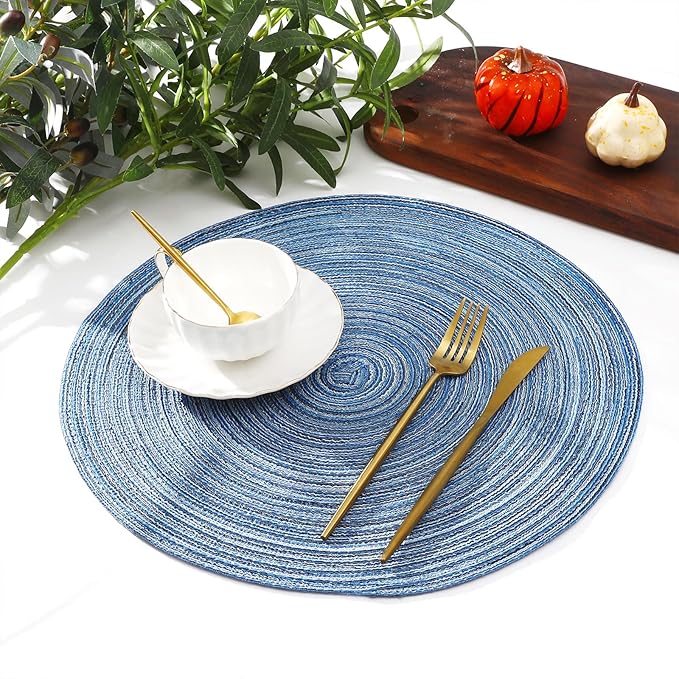 SHACOS Round Braided Placemats Set of 6 Circle Place Mats Kitchen Table Mats - Image 9