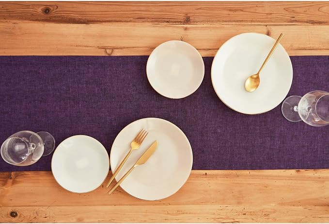 Solino Home 100% Pure Linen Table Runner Grape Woven, Athena 14 x 48 in | Table - Image 4