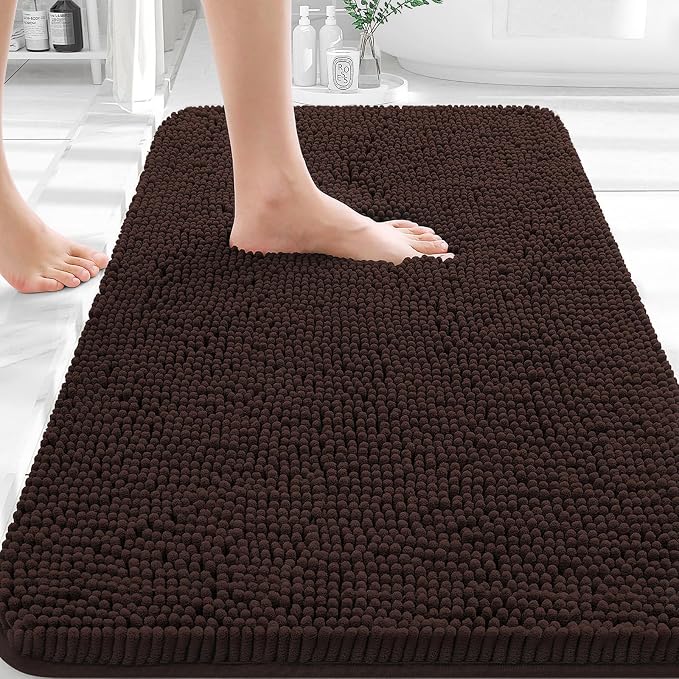 OLANLY Bathroom Rugs 30x18, Extra Soft Absorbent Chenille Bath Rugs, Rubber by OLANLY