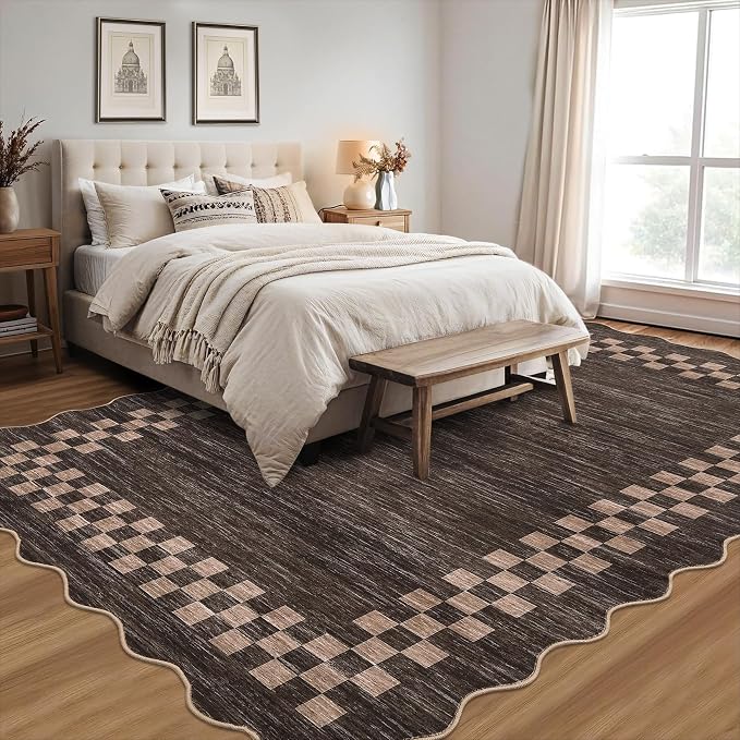 GarveeHome 8x10 Area Rug for Living Room Scalloped Washable Large Bedroom Rug - Image 2