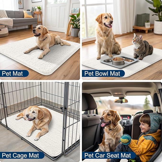 Smiry Dog Door Mat for Muddy Paws 30x20, Absorbent Dirt Trapper, Non-Slip - Image 6