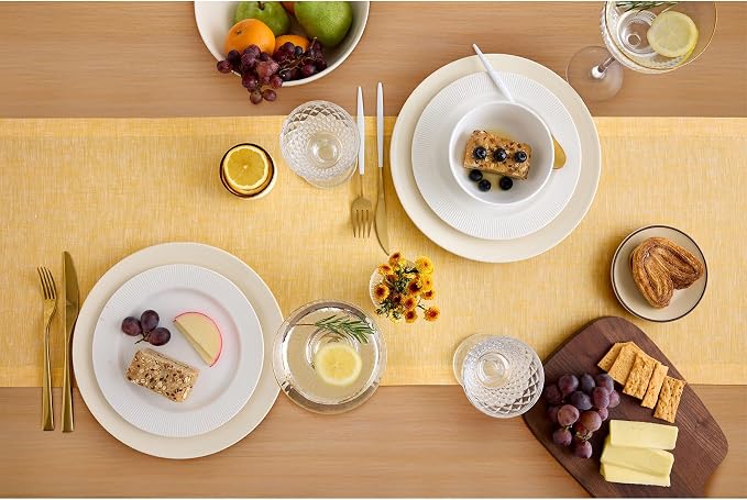 Solino Home 100% Pure Linen Table Runner Mustard Long, Athena 14 x 108 in | - Image 3