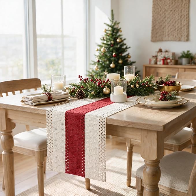 Artoid Mode Rose Red Farmhouse Rustic Table Runner 12x36 Inch | Seasonal - Image 4