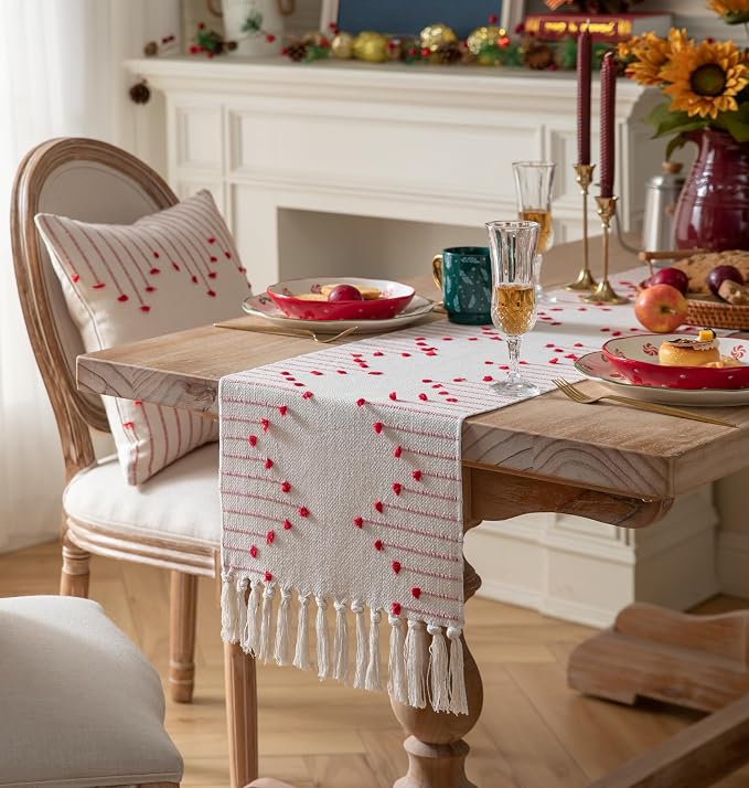 Christmas Table Runner 13 x 72 Inch Long Natural Cotton Woven Runner - Image 2