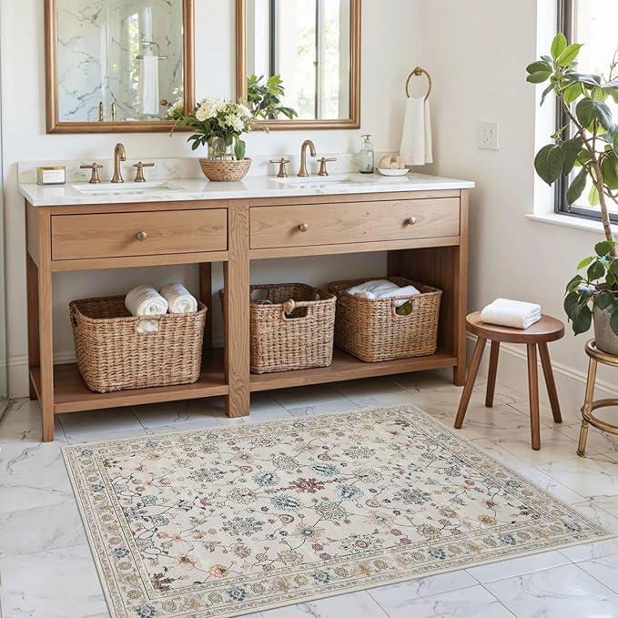 Rugxara Door Mat Floral Entryway Rug, Washable Samll 2x3 Rug, Boho Front Door by Rugxara