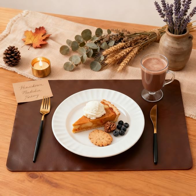 Placemats Set of 12, DOLOPL Reversible Dual-Color Faux Leather Place Mats - Image 3