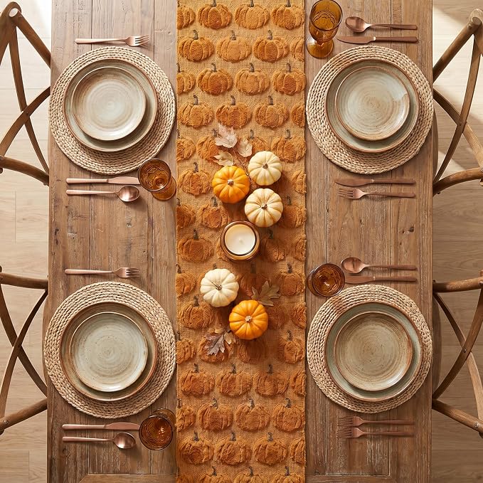 Artoid Mode Caramel Soft Faux Fur Fall Table Runner 13x108 Inch | Seasonal - Image 3