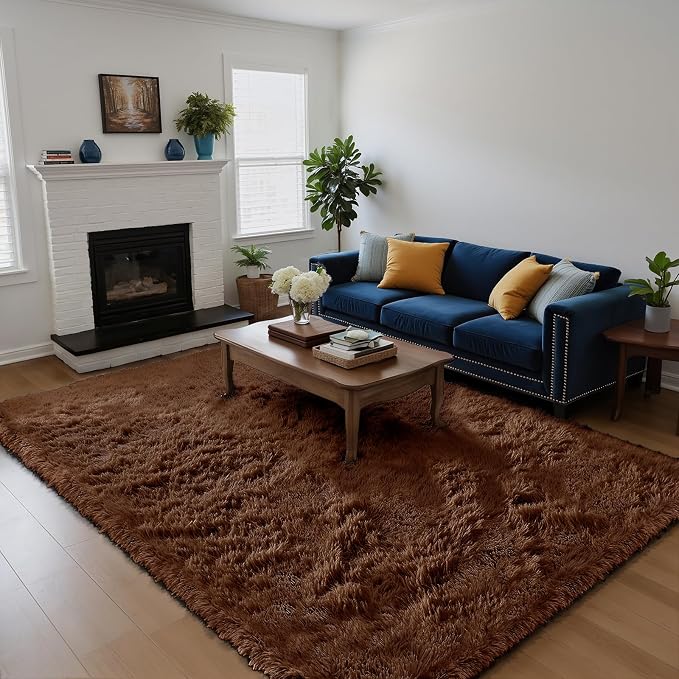 Fluffy Rug Shag Area Rug, Small Bedside Rug, Soft Fluffy Shag Entryway Throw - Image 2