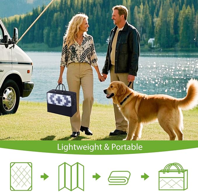 Smiry Waterproof Outdoor Rug 10X14 ft, Reversible Plastic Straw Patio Camping - Image 5