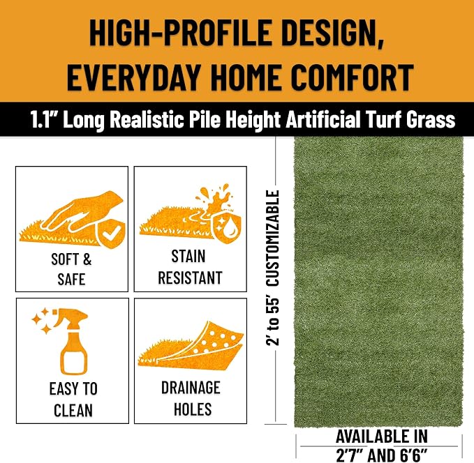 Ottomanson Artificial Grass Rug Natural 78" x 8', Realistic Grass Carpet - Image 6