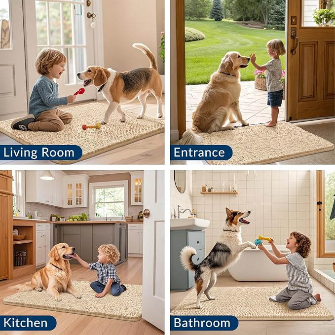 Smiry Dog Door Mat for Muddy Paws 40x24, Absorbent Dirt Trapper, Non-Slip - Image 7