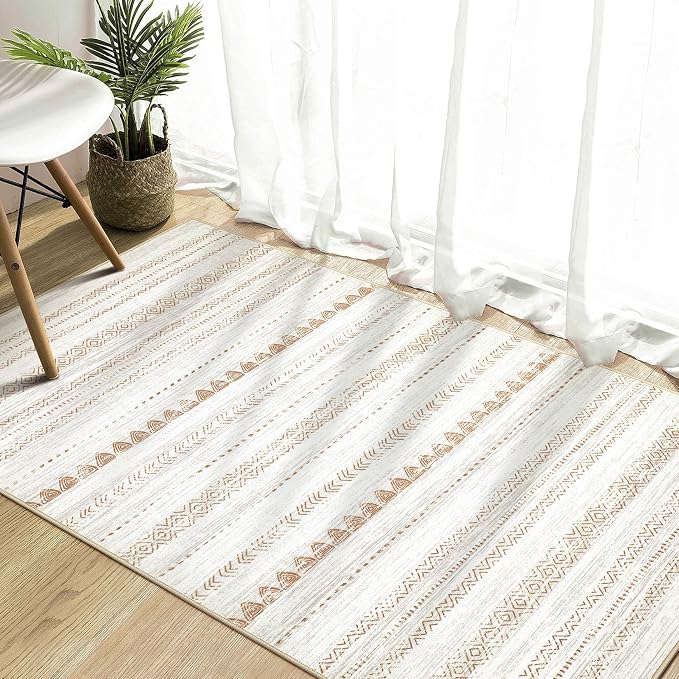 Nakagishi Area Rug Living Room Rugs: 3x5 Soft Machine Washable Boho Neutral - Image 5