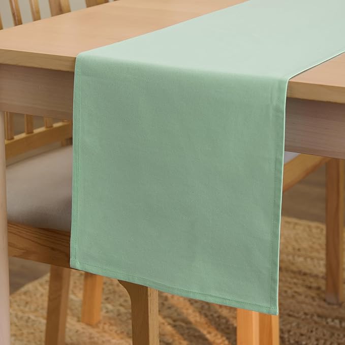 Encasa XO Table Runner, Cotton Canvas Dining Runner 13"x104" | Mint Green by EncasaXO
