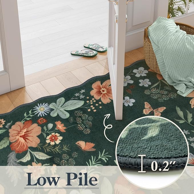 Lahome Floral Hallway Runner, 2X6 Washable Runner Rug Non-Slip, Ultra-Thin Soft - Image 5
