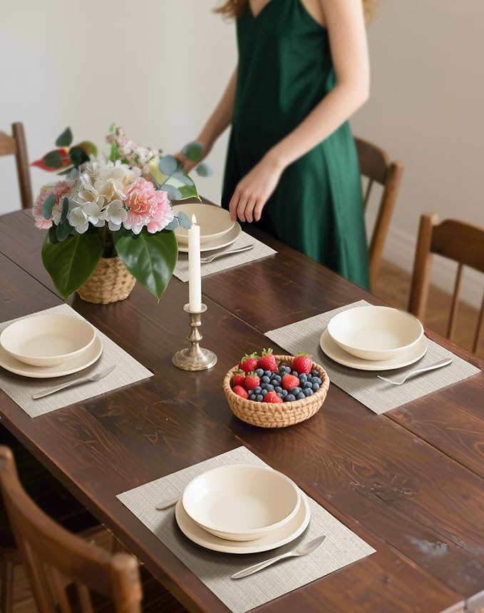 Leetaltree Beige White Placemats Set of 24 - Image 3