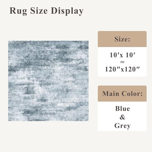 10x10 ft Square Living Room Rug – Washable Modern Abstract Area Rug - Image 2