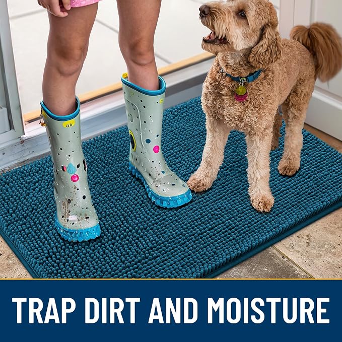 Smiry Dog Door Mat for Muddy Paws 47x24, Absorbent Dirt Trapper, Non-Slip - Image 3