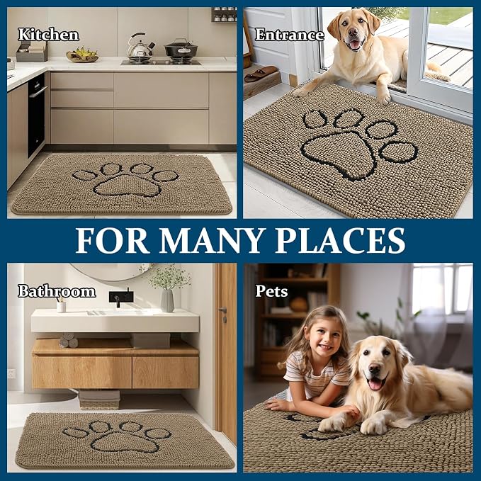 OLANLY Dog Door Mat for Muddy Paws 48x30, Paw Print Design, Absorbs Moisture - Image 8