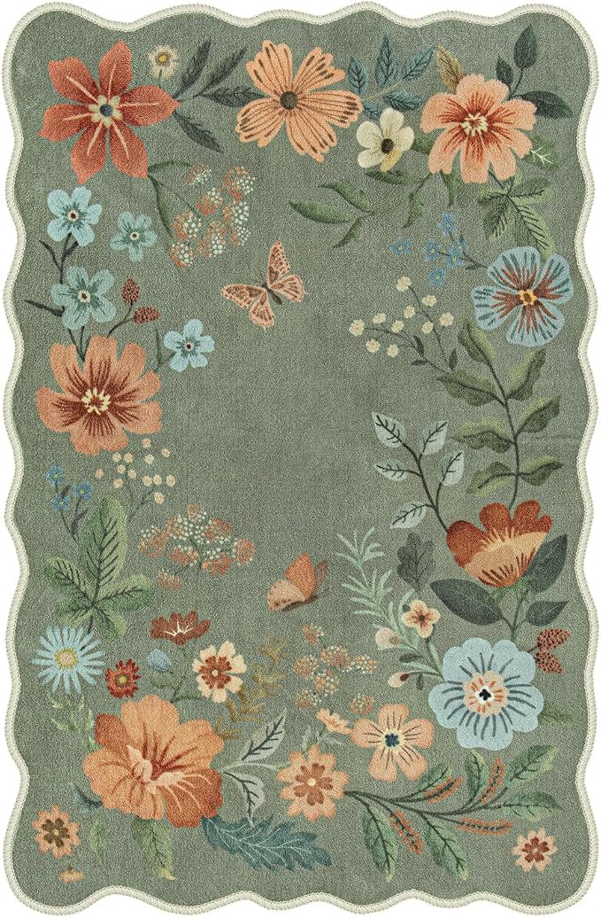 Lahome Floral Washable Rugs, 4X6 Rug - Image 8