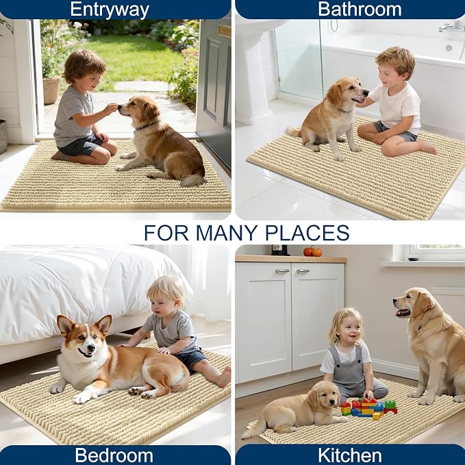 OLANLY Dog Door Mat for Muddy Paws 44x24, Ultra Absorbent Chenille Mud Doormat - Image 8