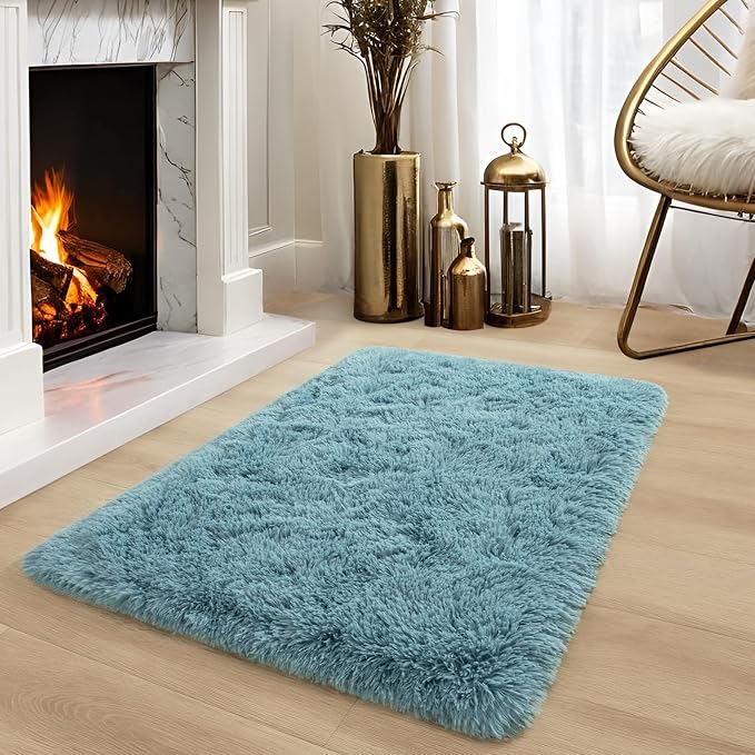 YJ.GWL Runner Rugs for Hallway, 2x4 Washable Small Teal Bedside Rugs for Living - Image 2