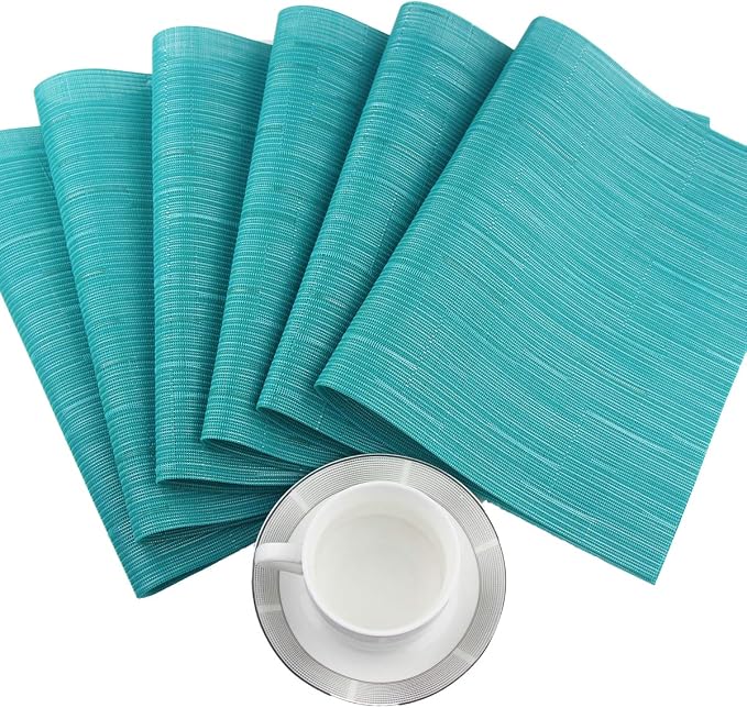PIGCHCY Placemats, Washable Durable Vinyl Woven Table Mats, Elegant Heat - Image 3