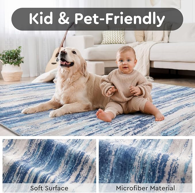 tchdio 8x10 Area Rugs for Living Room, Machine Washable Rug Modern Abstract - Image 4