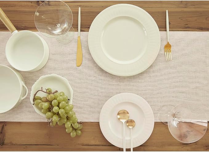 Solino Home 100% Pure Linen Table Runner Natural Woven, Athena 14 x 48 in | - Image 4