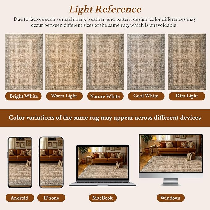 LIANLAM 2x6 Washable Area Rug, Vintage Boho Traditional Pattern, Non-Slip Stain - Image 8