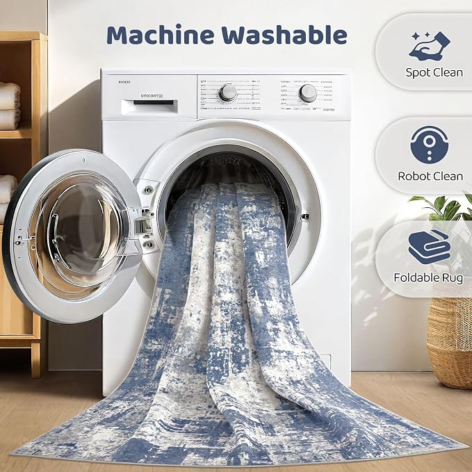 6x8 Area Rug Living Room: Washable Large Abstract Modern Soft Rug Stain - Image 2