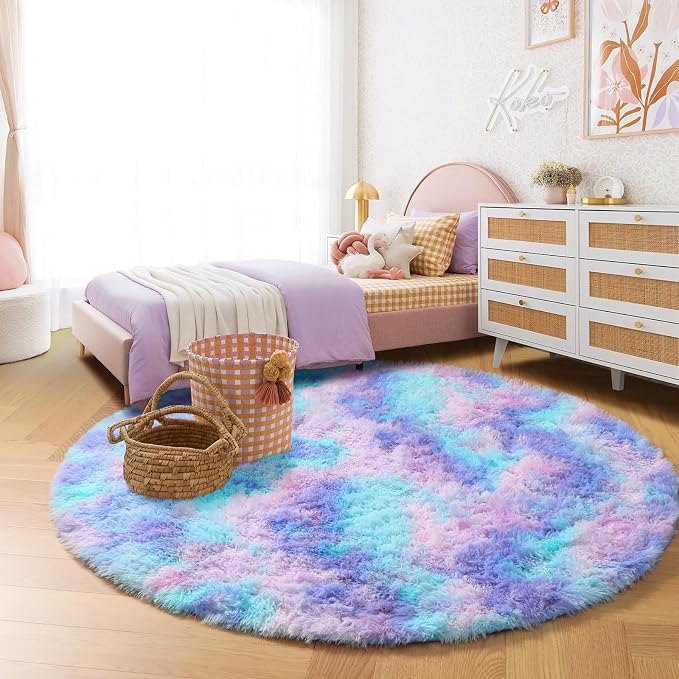 Amdrebio Purple Rainbow Round Area Rug 7Ft - Image 4