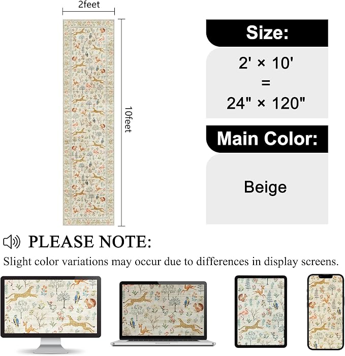 DUKINO 2x10 Rug for Hallway, Washable Kitchen Runner Rug - Image 2