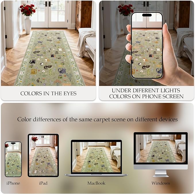 2x5 Washable Rug Runner, Non Slip Low Pile Hallway Cat Runner Rug, Stain - Image 4