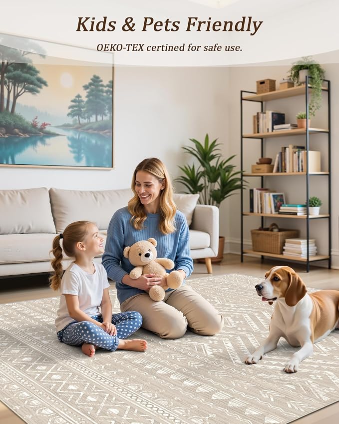 Miukiki 4x6 Area Rug for Living Room Moroccan Washable Rugs Non Slip Indoor - Image 6