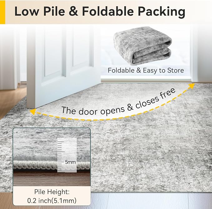 RELEANY Washable Area Rugs 3'x5' Non-Slip Modern Abstract Soft - Image 5