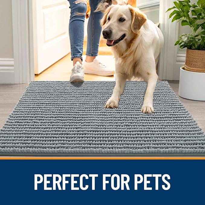 OLANLY Dog Door Mat for Muddy Paws 40x32, Ultra Absorbent Chenille Mud Doormat - Image 6